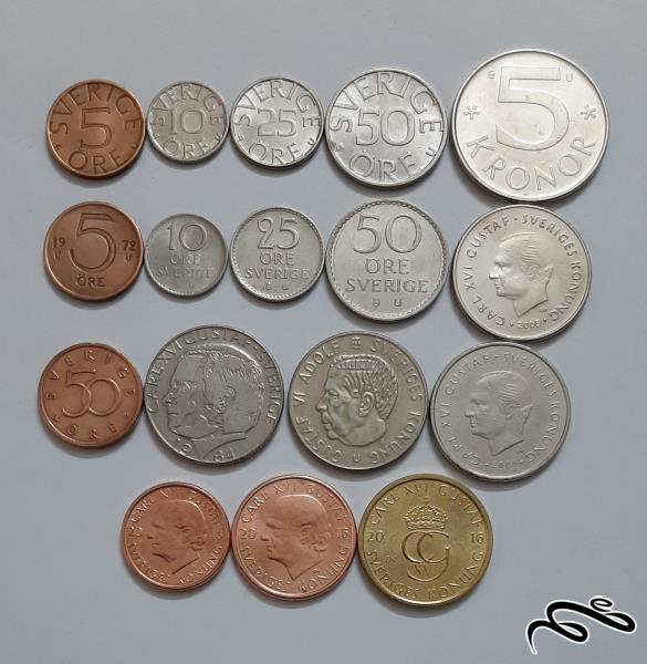 مجموغه 17 عددی سکه های سوئد