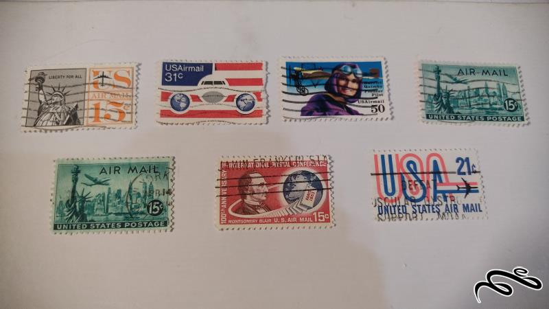 ست شش تایی تمبر پست هوایی از کشور آمریکا