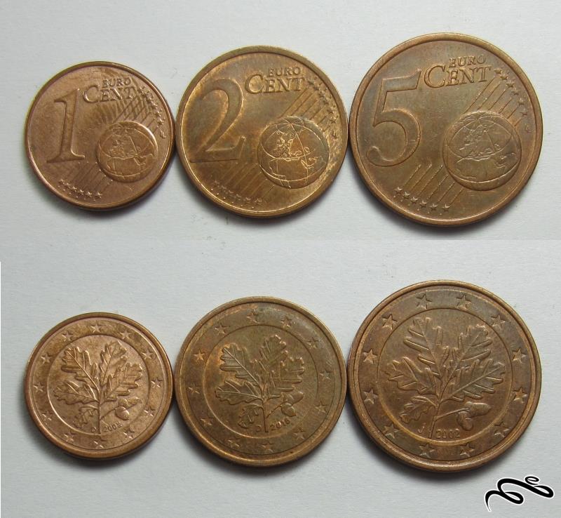 مجموعه سکه های سنت یورو - آلمان    بدون تکرار از یک سنت تا 5 سنت