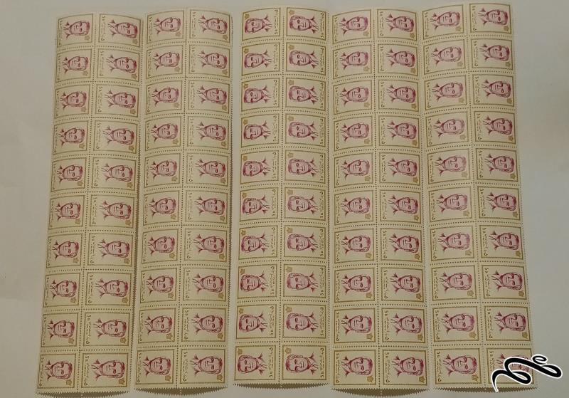 ۲۵ بلوک (۱۰۰ عدد) تمبر محمد رضا پهلوی (نو و باچسب)