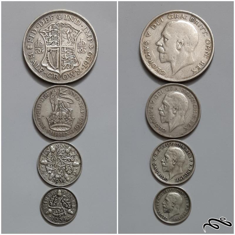 ست نقره سکه های جرج پنجم انگلیس