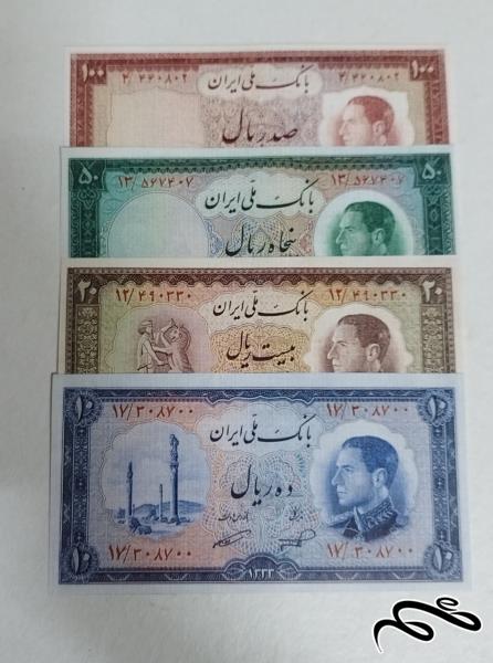 4 عدد اسکناس فانتزی و طرح از اسکناس های محمدرضا پهلوی