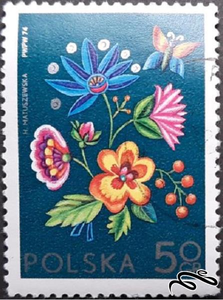 تمبر باارزش زیبای قدیمی ۱۹۷۴ لهستان . گل (۹۴)۶