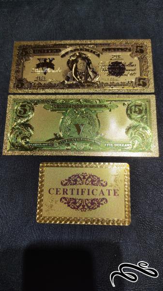 5 دلاری اب طلا و رنگی 1900 سرخپوست  امریکا با سرتیفیکت و حک 24k gold و اصلی