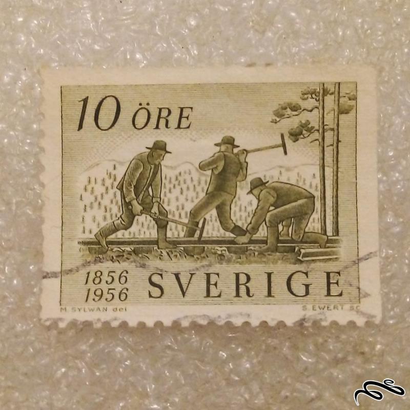 تمبر زیبای باارزش ۱۹۵۷ سوئد . راه اهن (۹۳)۳