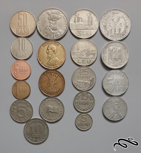 مجموعه 19 عددی سکه ها رومانی