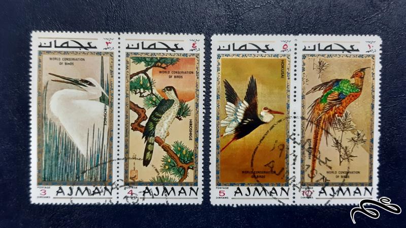 سری تمبر  پرندگان - عجمان 1971