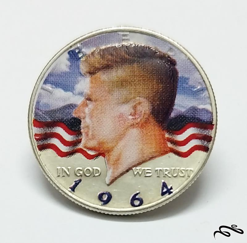 سکه نقره رنگی کالارایز شده آمریکا 1964
