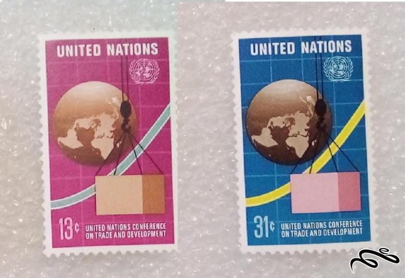 2 تمبر زیبای باارزش سازمان ملل . نیویورک (94)8