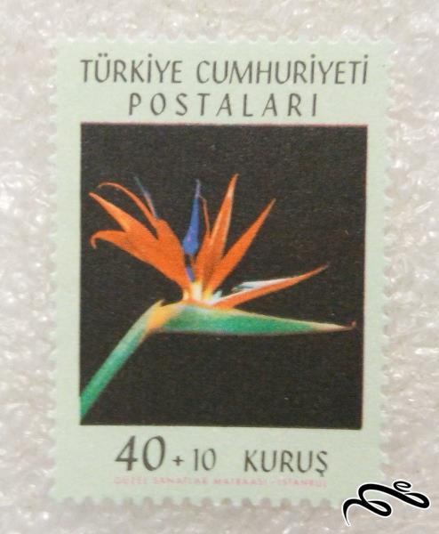 تمبر قدیمی زیبا و یادگاری ترکیه.گل (98)8+