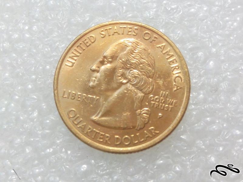 سکه زیبای کوارتر دلار ۲۰۰۲ امریکا روکش اب طلا (۳)۳۴۸