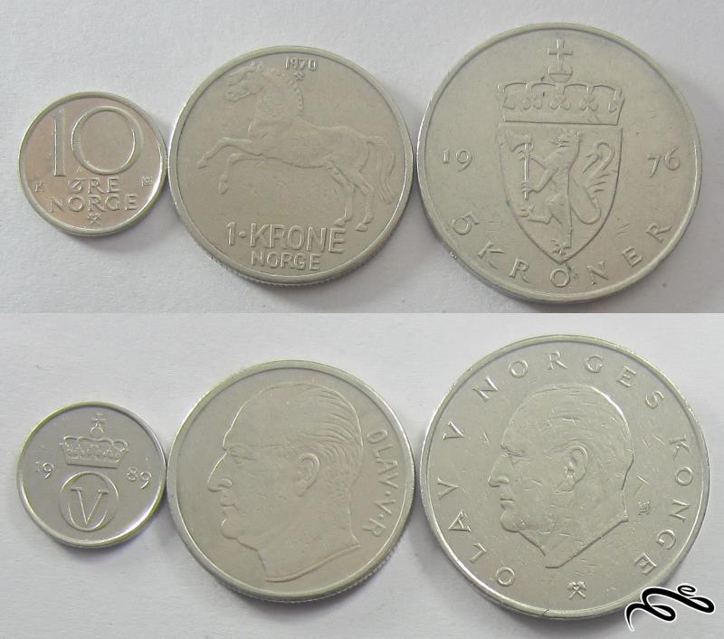 3 سکه قدیمی نروژ    10 اوره و یک کرون و 5 کرون