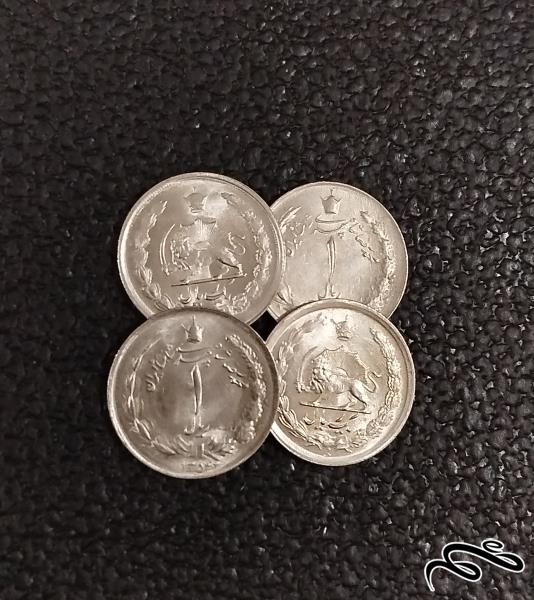 ۴ عدد سکه ۱ ریالی محمدرضا پهلوی سال ۱۳۵۴سوپر بانکی