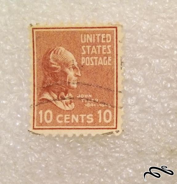 تمبر باارزش قدیمی 10 سنت امریکا . جان تیلور . باطله (93)2