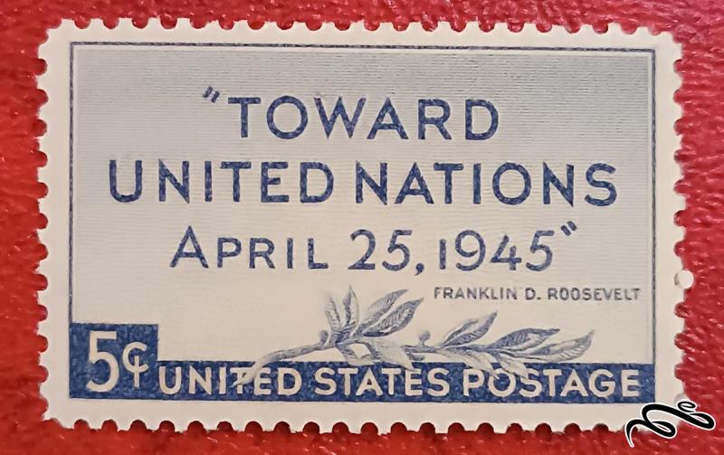 تمبر زیبای باارزش قدیمی ۵ سنت ۱۹۴۵ امریکا . فرانکلین روزولت (۹۳)۹