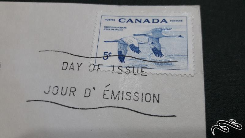 پاکت تمبر مهر روز کلاسیک و قدیمی کانادا سال 1955