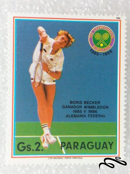 تمبر زیبای ورزشی 1986 پاراگوئه.تنیس (98)5 F