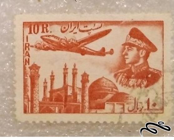 تمبر باارزش 10 ریال پهلوی پست هوایی (96)8