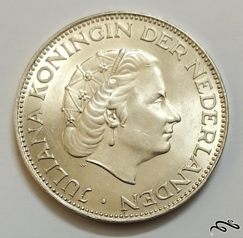 سکه نقره 2/5 گیلدن هلند 1961