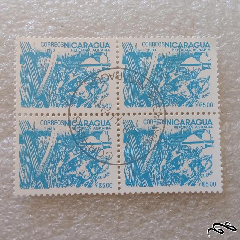 بلوک تمبر نیکاراگوئه 1983 اصلاحات ارضی کشت نیشکر م گ (27)