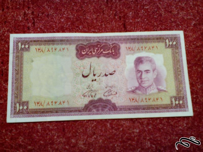 تک اسکناس زیبای ۱۰۰ ریالی پهلوی . کیفت بسیار عالی (۱۰۱)