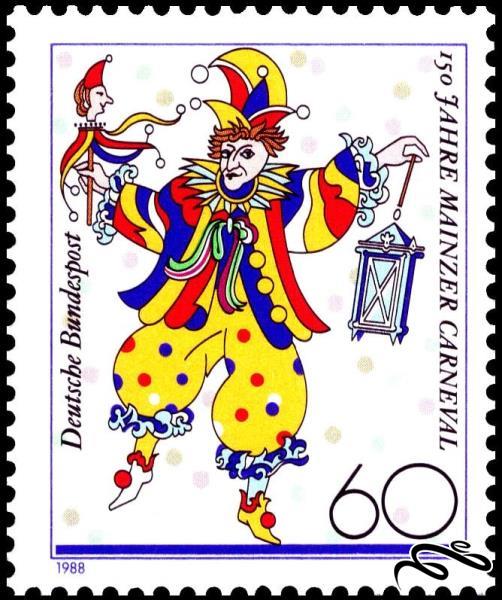 تمبر باارزش ۱۹۸۸ المان The ۱۵۰th Anniversary of the Mainz Carnival برلین (۹۴)۴