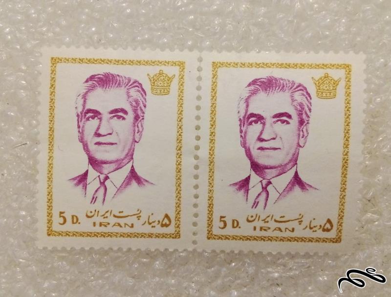 2 تمبر باارزش زیبای 5 دینار پستی پهلوی (98)2