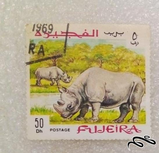 تمبر باارزش کلاسیک 1969 فجیره . کرگدن .باطله (96)9