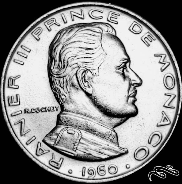 سکه یک 1 فرانک 1960 کشور موناکو بانکی