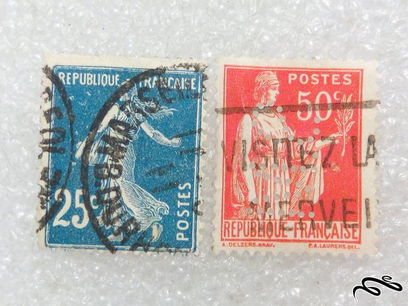 ۲ تمبر زیبای قدیمی باطله فرانسه (۹۷)۷