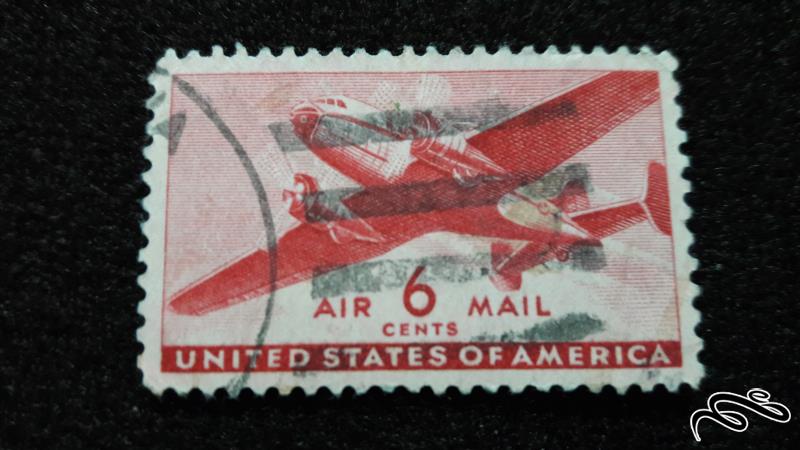 تمبر خارجی قدیمی و کلاسیک ایالات متحده آمریکا پست هوایی