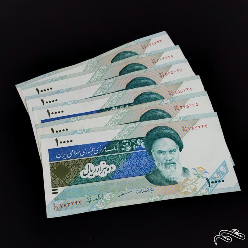 6برگ اسکناس 10000 ریالی امضا نوربخش مظاهری
