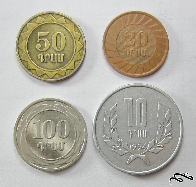 سری سکه های ارمنستان    4 سکه از 10 تا 100 درام