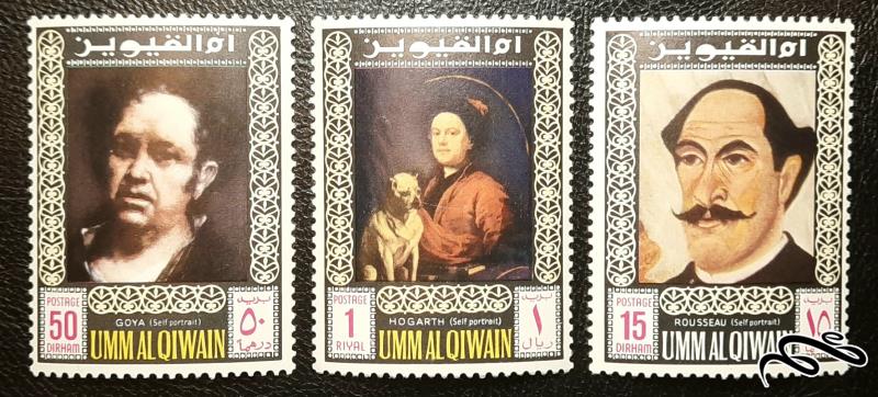 ۳ تمبر ام‌القیوین (امارات) - نقاشی های معروف (بی باطل)