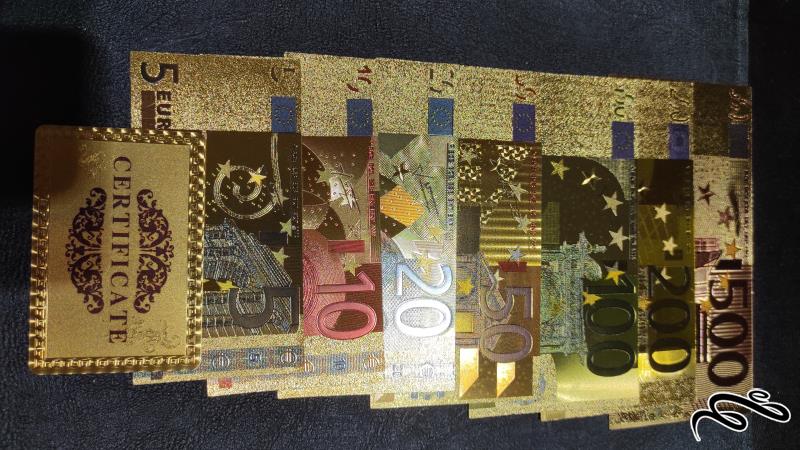فول ست یورو اروپا ا اب طلا و رنگی با حک 24 گلد و سرتیفیکت اصل