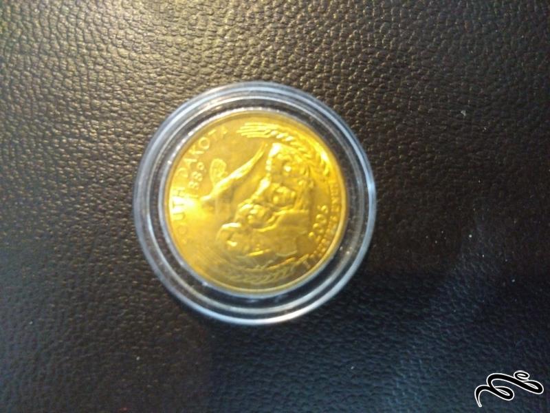 سکه ربع دلاری ایالت داکوتا جنوبی ضرب اب طلا با کپسول بانکی