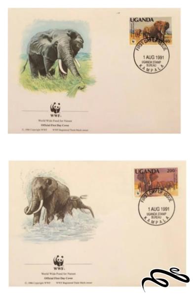 دو پاکت مهر روز گونه های در حال انقراض WWF