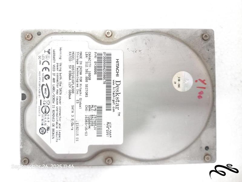 هارد هیتاچی 160GB ساتا سلامت 100%