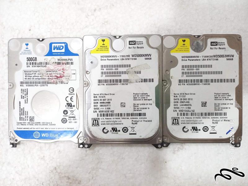 انواع هارد لپ تاپی 500GB بدون برد