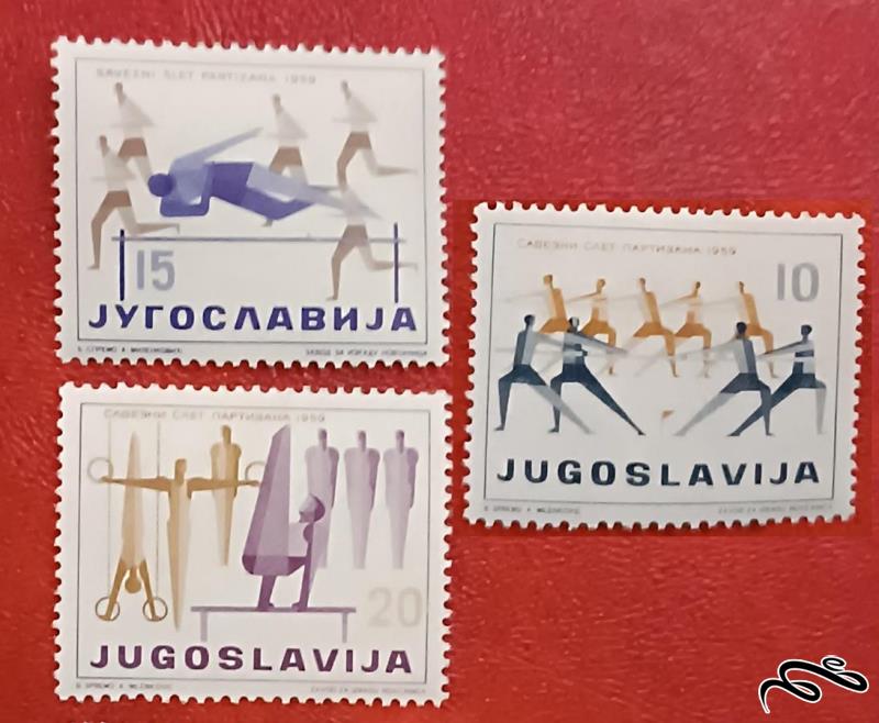 ۳ تمبر زیبای باارزش قدیمی ۱۹۵۹ یوگوسلاوی . تجسمی (۴)۰/۶