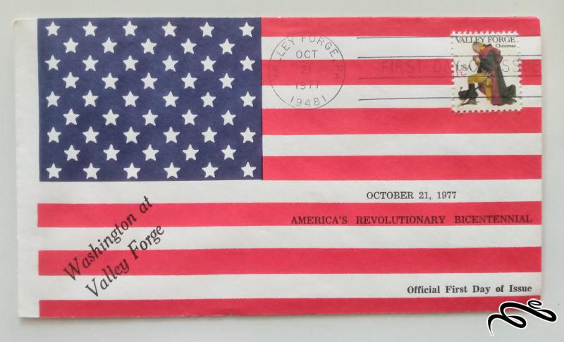 پاکت مهر روز امریکا /  واشنگتن در دره فورج ۱۹۷۷ / فلپ باز