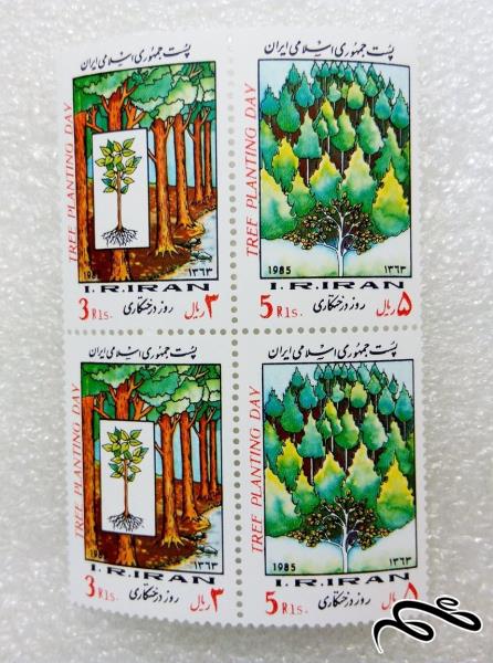 ۴ تمبر زیبای ۱۳۶۳ روز درختکاری (۸۲)+