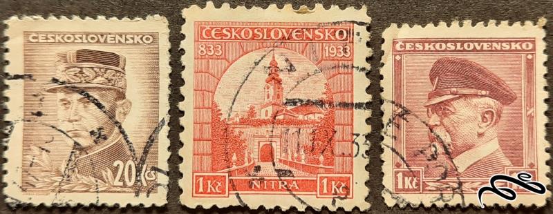 ۳ تمبر چکسلواکی قدیمی و ارزشمند ۱۹۳۳ و ۱۹۴۷