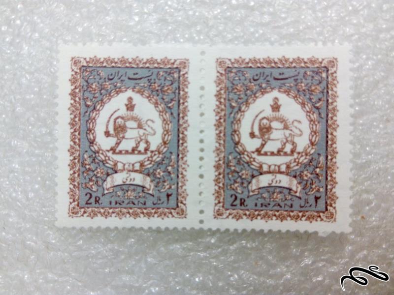 2 تمبر زیبای 2 ریال دولتی پهلوی.شیروخورشید (99)7+ F