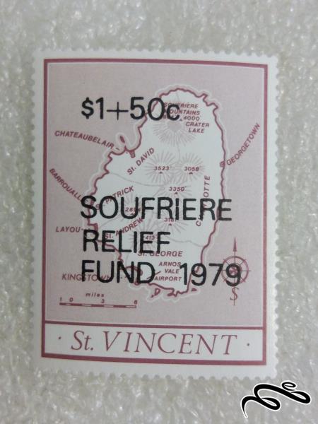 تمبر قدیمی ارزشمند ۱۹۷۹ نقشه سینت وینسنت (۹۸)۶+F