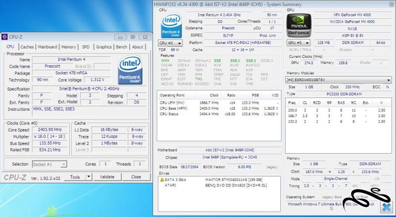 پنتیوم 4 2.4GHz سوکت 478 باس 533