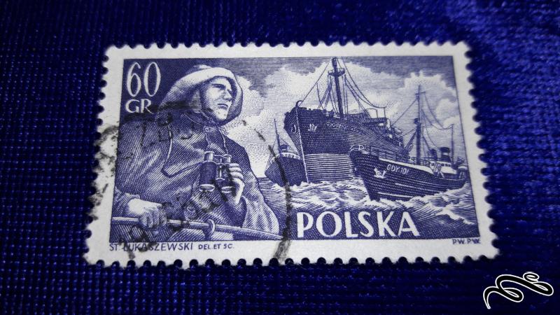 تمبر خارجی قدیمی و کلاسیک سایز بزرگ دریایی لهستان