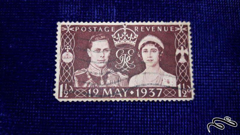 تمبر خارجی قدیمی و کلاسیک ملکه و پادشاهی انگلستان سال 1937