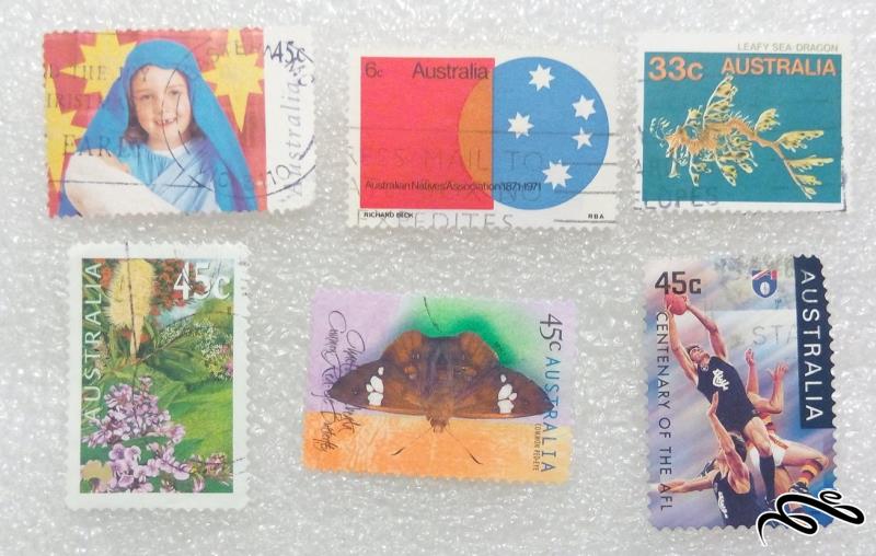 6 عدد تمبر زیبای مختلف استرالیا . ارزشمند (27)65