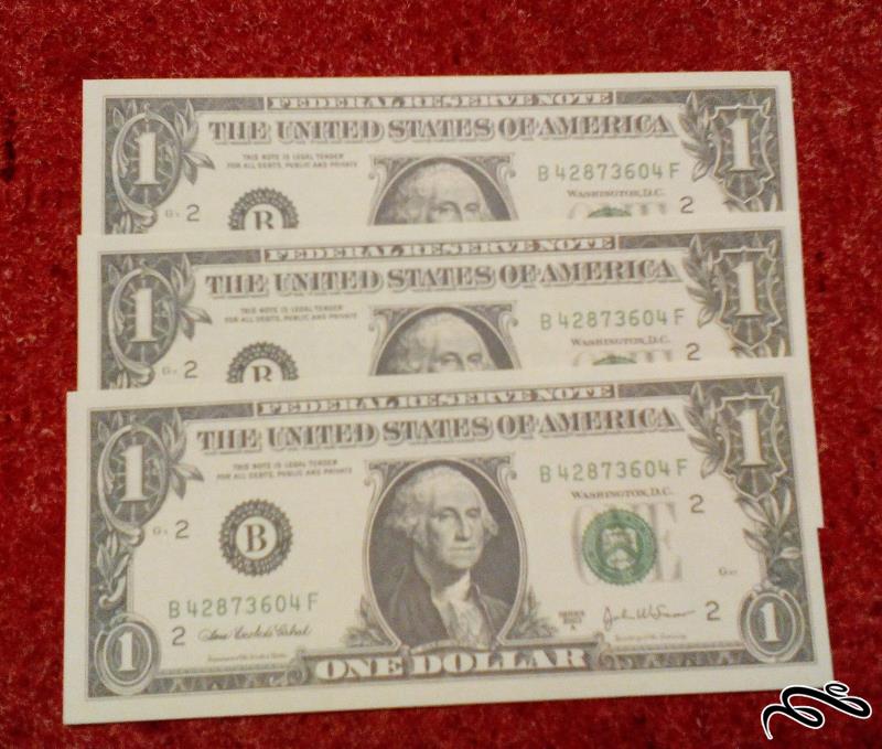 3 برگ طرح اسکناس 1 دلار . فانتزی . (97-4) (0)